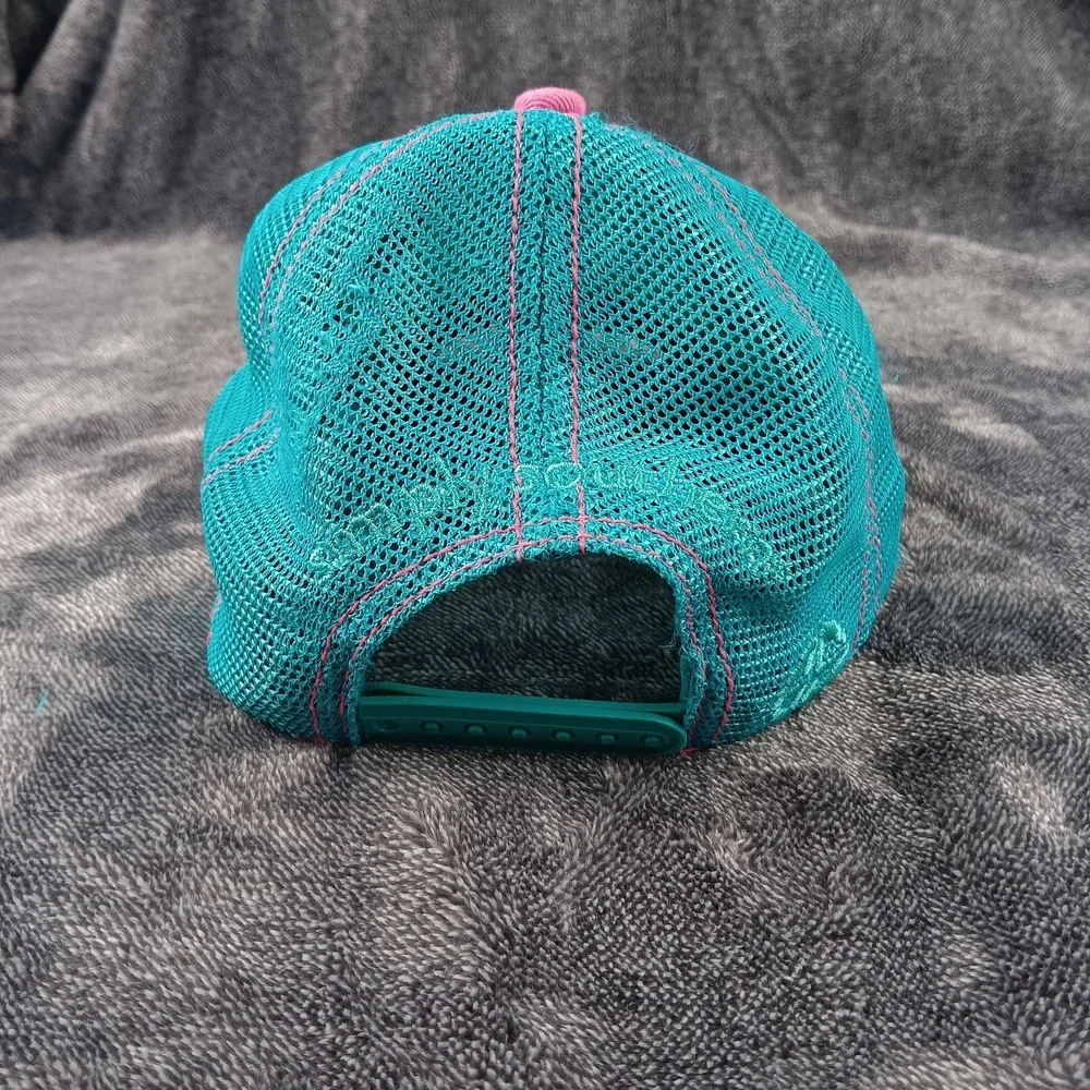 Simply‎ Southern Hat Womens Adjustable Pink Green Mesh Rainbow Snapback Logo